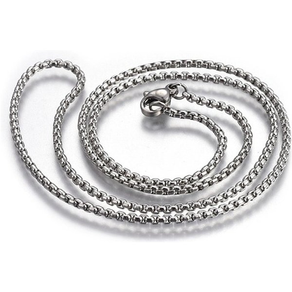 Non-Tarnish 304 Stainless Steel Box Chain Necklaces, With Lobster Claw Clasps, Stainless Steel Color, 19.6 Inch(50Cm), 2.0Mm-image