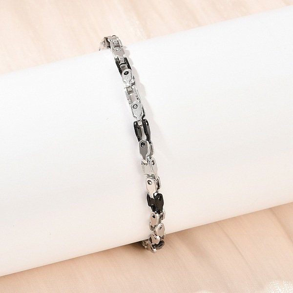 201 Stainless Steel Link Chain Bracelets For Men Women, With 304 Stainless Steel Clasp, Ion Plating(Ip), Mixed Color, 8-1/2-8-5/8 Inch(21.5-22Cm)-image