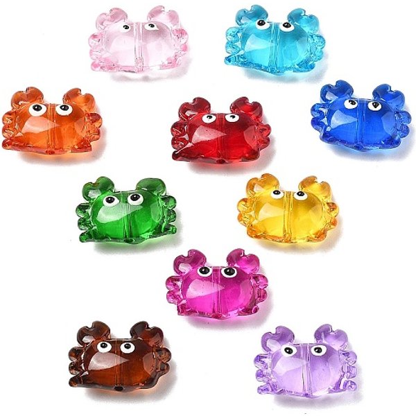 Handmade Lampwork Enamel Beads, Crab, Mixed Color, 15X21X8Mm, Hole: 1.4Mm-image