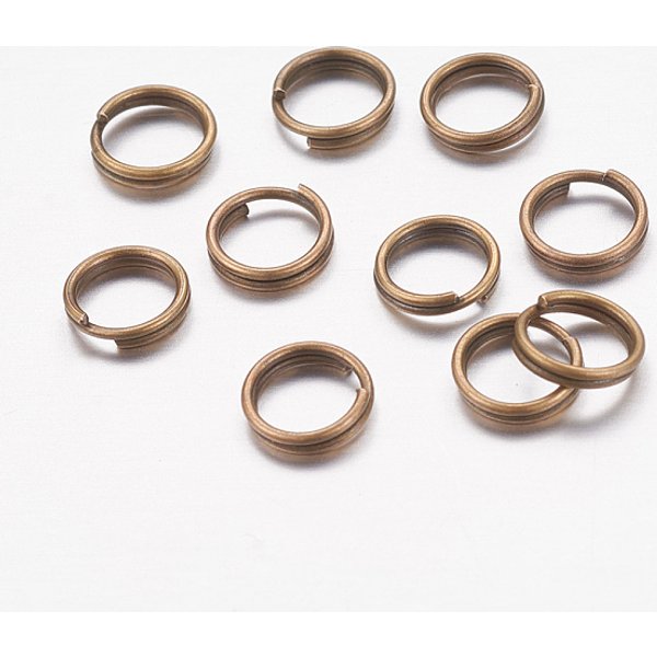 Eisenspaltringe, Doppelschleifen-Biegeringe, Cadmiumfrei Und Nickel Frei Und Bleifrei, Antik Bronze, 6X1.4 Mm, Ca. 5.3 Mm Innendurchmesser, Ca. 950 Stk. / 100 G-image