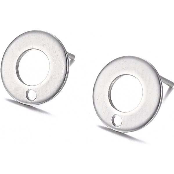 Accesorios Para Pendientes De BotóN De Acero Inoxidable 304 Resistentes Al Deslustre, BuñUelo, Color Acero Inoxidable, 10.3Mm, Agujero: 1.3 Mm, Pin: 0.7 Mm-image