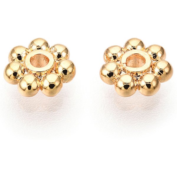 Cuentas Espaciadoras Margaritas De LatóN, Flor, Sin NíQuel, Real 18K Chapado En Oro, 5X1.5Mm, Agujero: 1.5 Mm-image