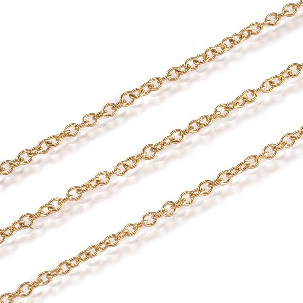 ChaîNes Porte-CâBles En Acier Inoxydable 304 Avec Placage Ionique (Ip) De 3.28 Pied, Soudé, Ovale, Or, 2X1.5X0.4Mm-image