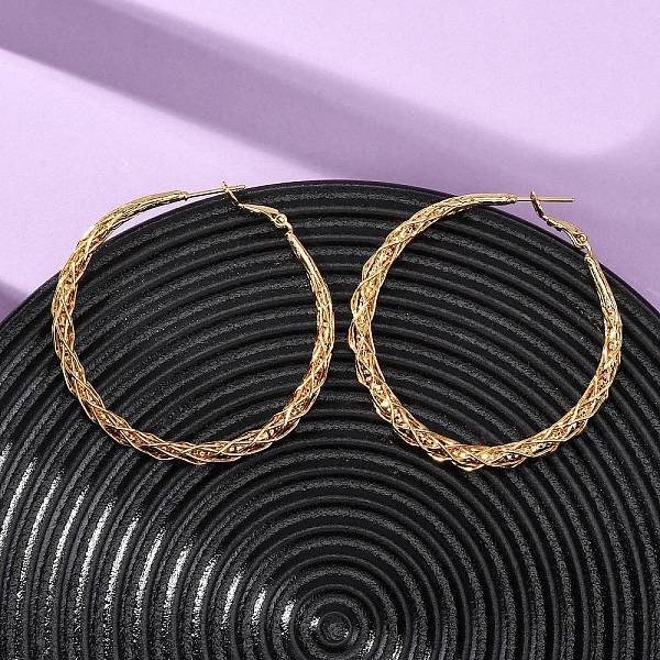Brass Hoop Earrings, Nickel Free, Ring, Real 18K Gold Plated, 41X6Mm-image