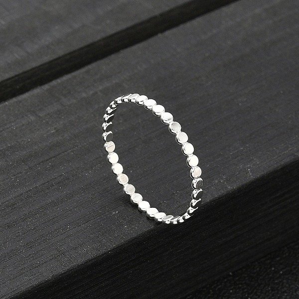 925 Anillo De Plata De Ley Con Cuentas Planas Para Mujer, Anillos De Banda Lisos, Plata, 1.8Mm, DiáMetro Interior: 18.2 Mm-image