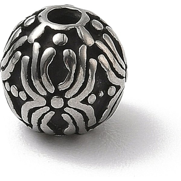 304 Edelstahlperlen, Runde, Antik Silber Farbe, 8X7.5 Mm, Bohrung: 1.8 Mm-image