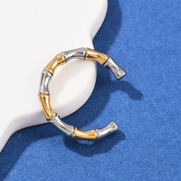 Manschettenringe Aus Edelstahl 304 FüR Damen, Ionenbeschichtung (Ip), Bambus-Joint, Goldenen Und Edelstahl Farbe, 3 Mm, Innendurchmesser: Verstellbar-image