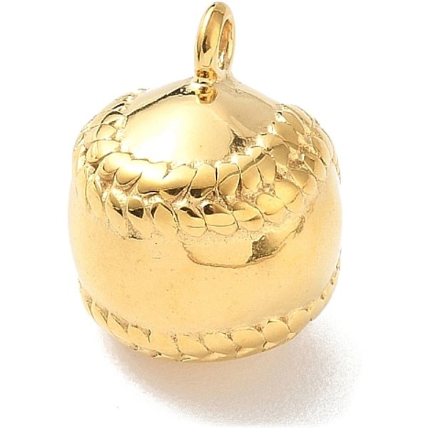 304 Stainless Steel Pendants, Sackball Charms, Real 18K Gold Plated, 17.5x14x14.5mm, Hole: 2.5mm