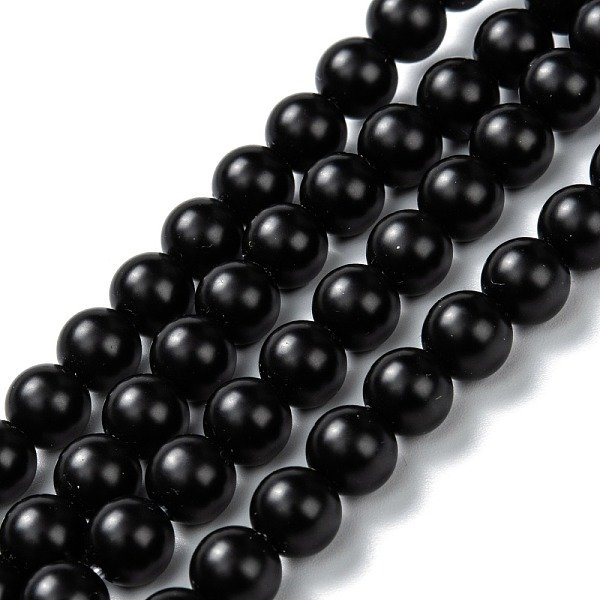 Brins De Perles D'onyx Noir Naturel, Teints Et ChaufféE, Mat, Ronde, 8Mm, Trou: 2Mm, Environ 48-49 Pcs/Chapelet, 14.45-14.76 Pouce (36.7 Cm)-image