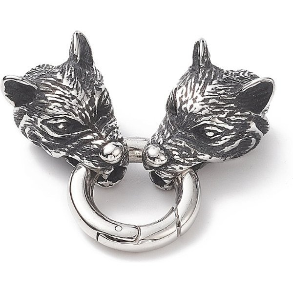 Federtorringe Aus Edelstahl 304, O Ringe, Mit Kordelenden, FüR Die Herstellung Von LederbäNdern, Wolf, Antik Silber Farbe, 51 Mm-image