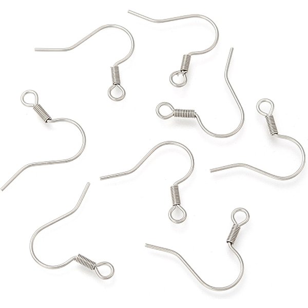 Tarnish Resistant 316 Surgical Stainless Steel Earring Hooks, With Horizontal Loop, Stainless Steel Color, 18X18Mm, 21 Gauge, Pin: 0.7Mm, Hole: 2Mm-image