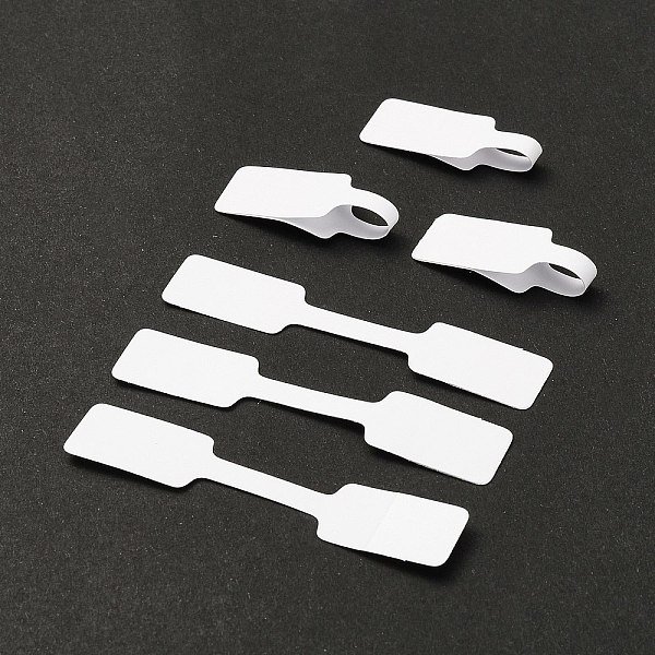Rectangle Jewelry Display Sticker Self-Adhesive Paper, Ring Jewelry Tags, White, 6X1.2Cm-image