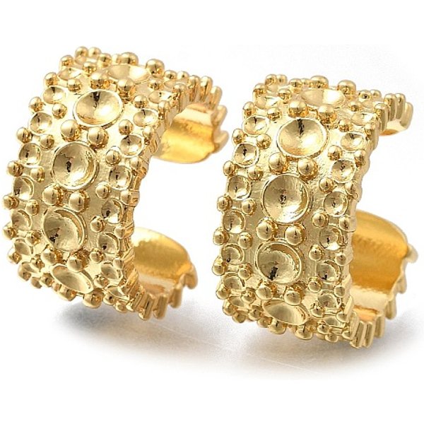 Brass Ear Cuff Findings, Cadmium Free & Lead Free, Rack Plating, Long-Lasting Plated, Real 18K Gold Plated, Tray: 2.5Mm, 16.5X8.5Mm-image