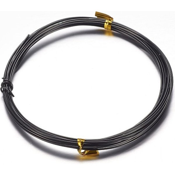 Round Aluminum Craft Wire, for DIY Arts and Craft Projects, Black, 12 Gauge, 2mm, 5m/roll(16.4 Feet/roll)