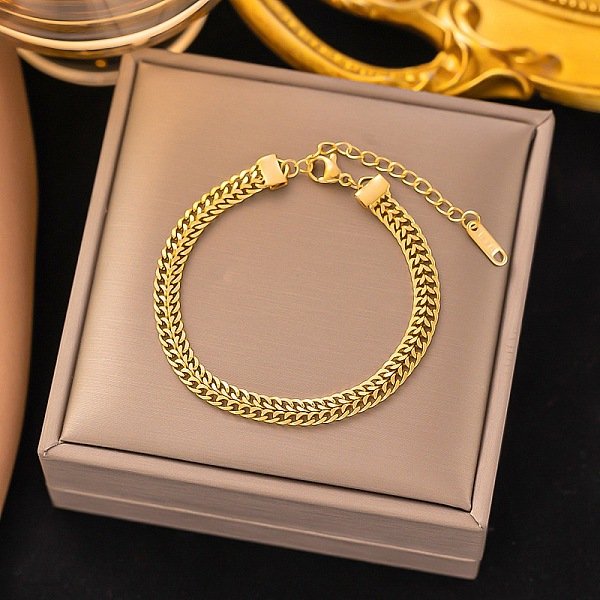 304 Stainless Steel Curb Chain Bracelets For Women, Golden, 6-3/4 Inch(17.3Cm)-image