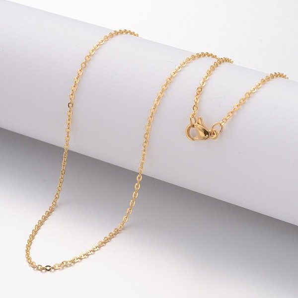 Collana In Acciaio Inossidabile Placcato Ionico (Ip) 304, Catene Portacavi, Con Fermagli Di Lobster , Vero Placcato Oro 18K, 17.72 Pollice (450 Mm), 1.5Mm-image