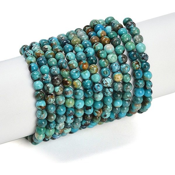 Natural HuBei Turquoise Beads Strands, Round, 3-3.5mm, Hole: 0.5mm, about 148pcs/strand, 15.75''(40cm)