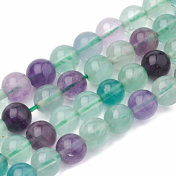 Natural Fluorite Beads Strands, Round, 4Mm, Hole: 1Mm, About 87-90Pcs/Strand, 15 Inch-image