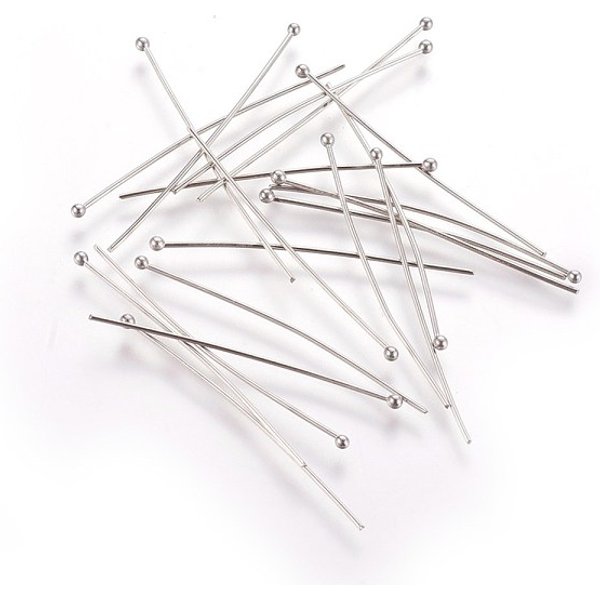 ÉPingles à TêTe SphéRique En Acier Inoxydable 304 RéSistant Au Ternissement, 40X0.7Mm, 21 Jauge, TêTe: 2 Mm-image