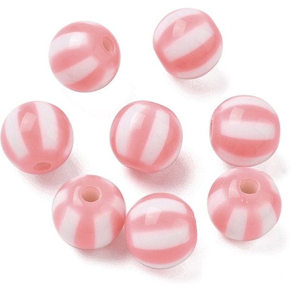 Abalorios AcríLicos Opacos, Redondo Con Raya, Rosa, 11.5Mm, Agujero: 3 Mm, 555 Unidades / 500 G-image