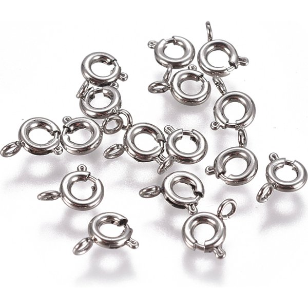 Non-Tarnish 304 Stainless Steel Spring Ring Clasps, Stainless Steel Color, 5X1.5Mm, Hole: 1.5Mm-image