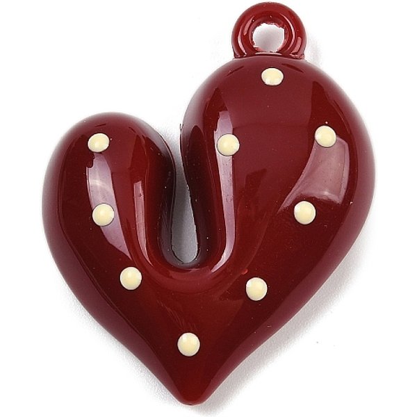 Pendentifs En éMail Acrylique Opaque, CœUr, Rouge Foncé, 41X33.5X11Mm, Trou: 3Mm-image