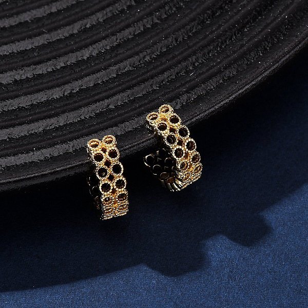 Brass C-Shaped Cuff Earrings, Real 18K Gold Plated, 13.5X4Mm-image