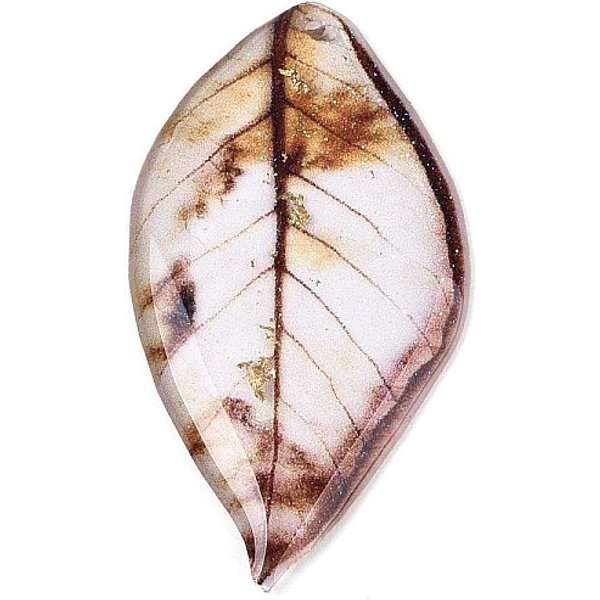 Epoxy Resin Leaf Pendants, With Gold Foil & Glitter Powder, Camel, 37.5X20.5X2Mm, Hole: 1.2Mm-image
