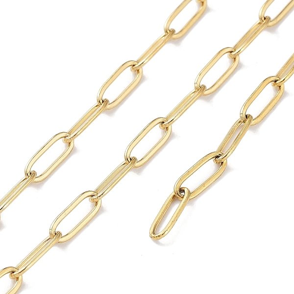 ChaîNes Plates En Acier Inoxydable Chirurgical 316L Pour Trombones, ChaîNes De CâBle AllongéEs éTiréEs, Avec Bobine, Soudé, VéRitable 18K Plaqué Or, 12X4X1Mm, Environ 164.04 Pied (50 M)/Rouleau-image