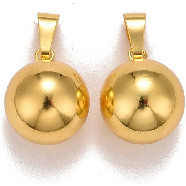 Pendentifs de cloche en laiton, bola de grossesse, ronde, or, 24.5x20.5mm, Trou: 7.5x4.5mm