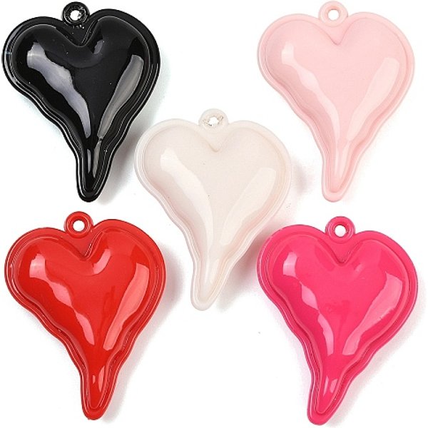 Opaque Acrylic Big Pendants, Heart, Dark Red, 54X42X15.5Mm, Hole: 3Mm-image