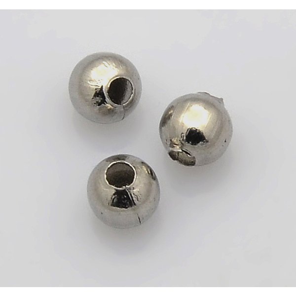 Tarnish Resistant Round 316 Surgical Stainless Steel Spacer Beads, Stainless Steel Color, 4mm, Hole: 1.5mm