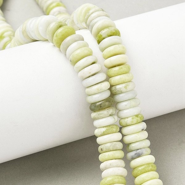 Natural Jade Beads Strands, Disc, 10-10.5X3.5-4Mm, Hole: 1.2Mm, About 100Pcs/Strand, 14.96''(38Cm)-image