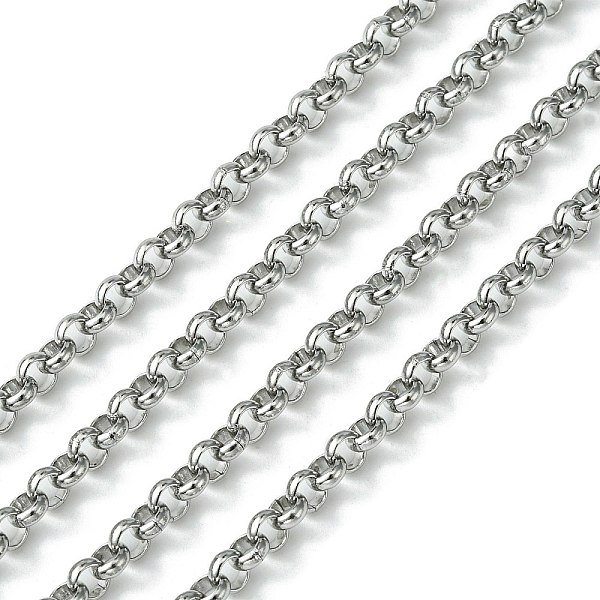 Tarnish Resistant 304 Stainless Steel Rolo Chains, Unwelded, Stainless Steel Color, 4X1.5Mm-image