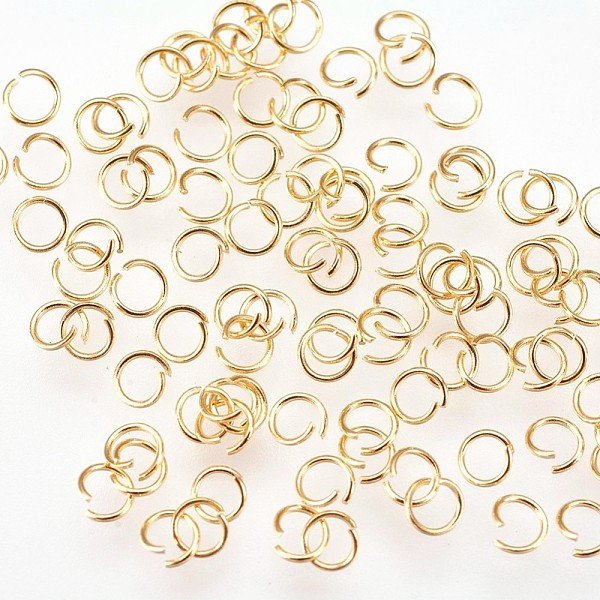 Offene Biegeringe Aus Edelstahl 304, Echtes 18K Vergoldet, 26 Gauge, 3X0.4 Mm, Innendurchmesser: 2 Mm, 3000 StüCk / Beutel-image