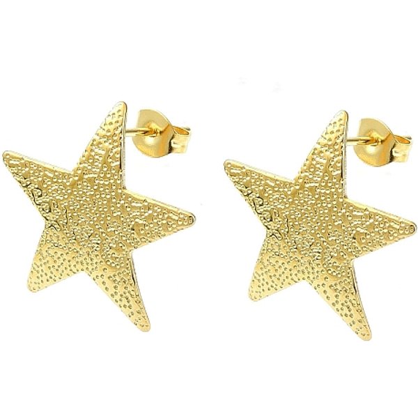 Accesorios para pendientes de acero inoxidable 304, con bucle, estrella, 21x21.5mm, agujero: 2.5 mm, pin: 10.5x0.5 mm.