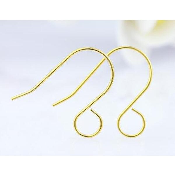 100Pcs 316 Stainless Steel French Earring Hooks, Flat Earring Hooks, Ear Wire, With Horizontal Loop, Golden, 26X20Mm, Hole: 4.6Mm, 20 Gauge, Pin: 0.8Mm-image