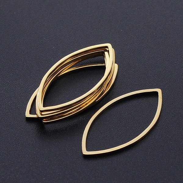 201 Anneaux De Liaison En Acier Inoxydable, Coupe Au Laser, Oeil De Cheval, Or, 27X13X1Mm, DiamèTre IntéRieur: 24X11 Mm-image