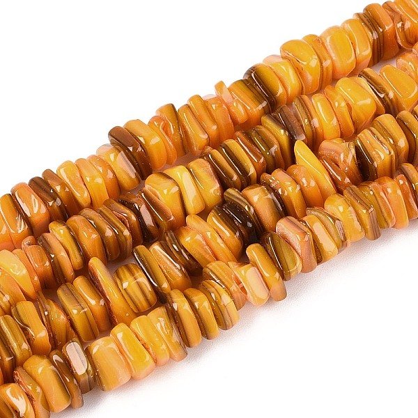 Hebras Naturales De Cuentas De Concha De Agua Dulce, TeñIdo, Chip, Vara De Oro, 5-27X5-27X0.5-6Mm, Agujero: 0.7-1 Mm, Aproximamente 155-165 Pcs / Cadena, 15.75-16.14 Pulgada (40-41 Cm)-image