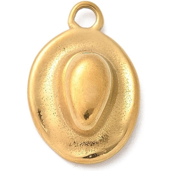 304 Stainless Steel Pendants, Cowboy Hat Charm, Real 18K Gold Plated, 17x11x5mm, Hole: 2mm