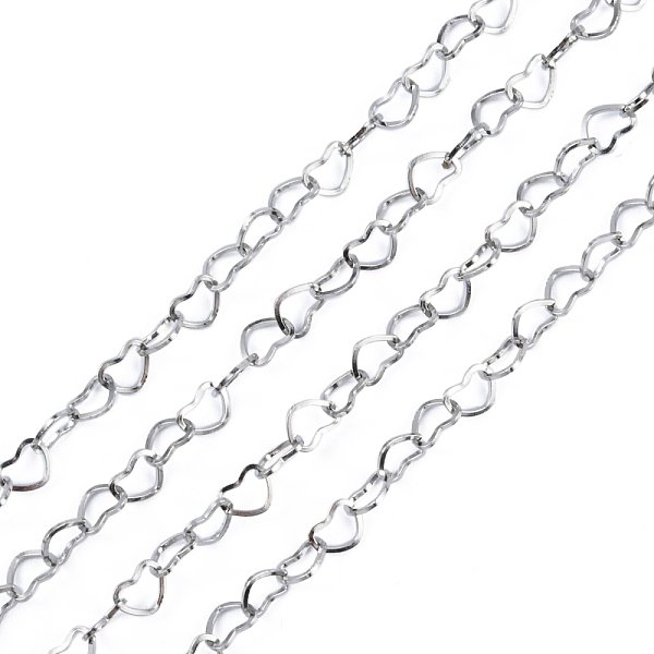 Tarnish Resistant 3.28 Feet 304 Stainless Steel Cross Chains, Decorative Heart Chains, Soldered, Stainless Steel Color, 4X0.5Mm-image