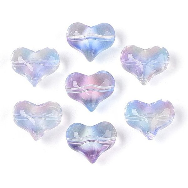 Abalorios De Vidrio Transparentes, CorazóN, Azul Aciano, 14X17X9Mm, Agujero: 1.4 Mm, Aproximamente 460 Unidades / 1000 G-image
