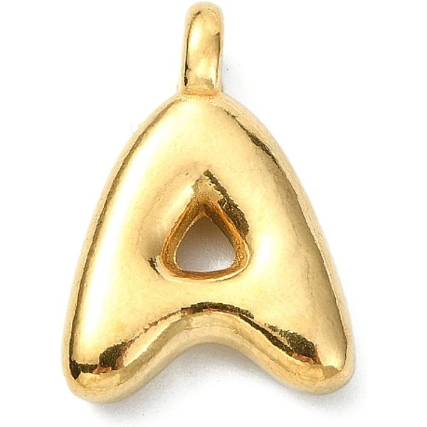 Ion Plating(Ip) 304 Stainless Steel Pendants, Letter Charm, Real 18K Gold Plated, Letter A, 19X13.5X4Mm, Hole: 1.6Mm-image