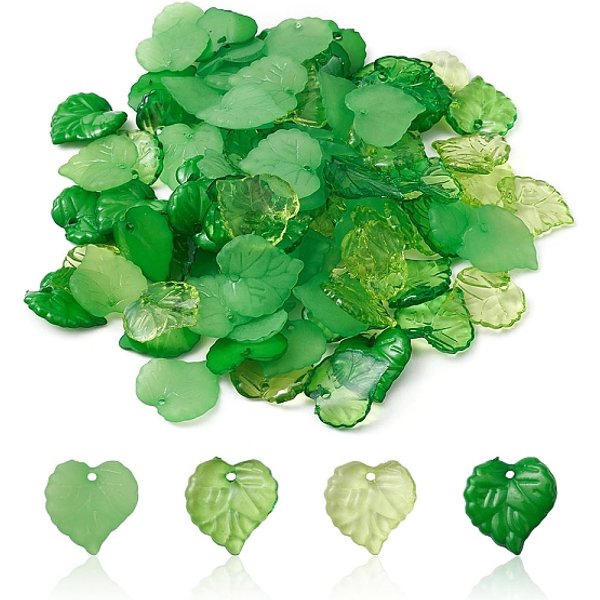 Acrylic Pendants, Leaf, Mixed Color, 15-16X15-16X2Mm, Hole: 1-1.5Mm, 100Pcs/Bag-image