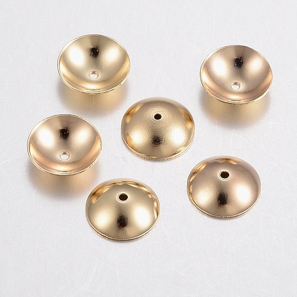 Capuchons De Perles En Acier Inoxydable 304, Apetalous, VéRitable 18K Plaqué Or, 8X2.5Mm, Trou: 0.8Mm-image