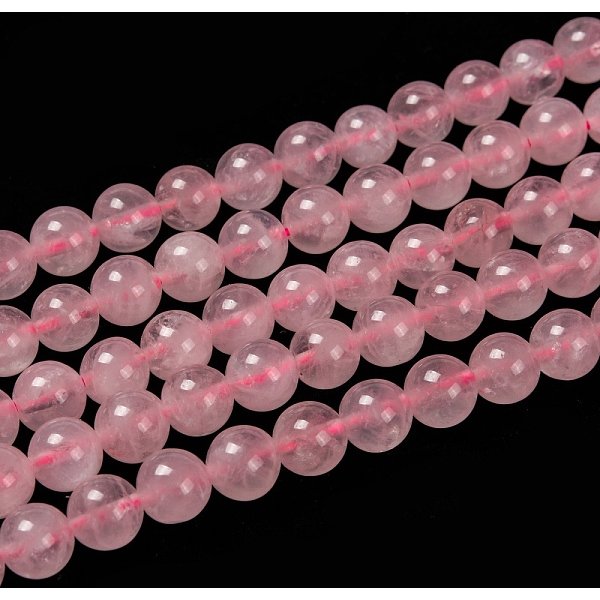 Natural Rose Quartz Beads Strands, Round, 8Mm, Hole: 1Mm, About 44-48Pcs/Strand, 15 Inch-image
