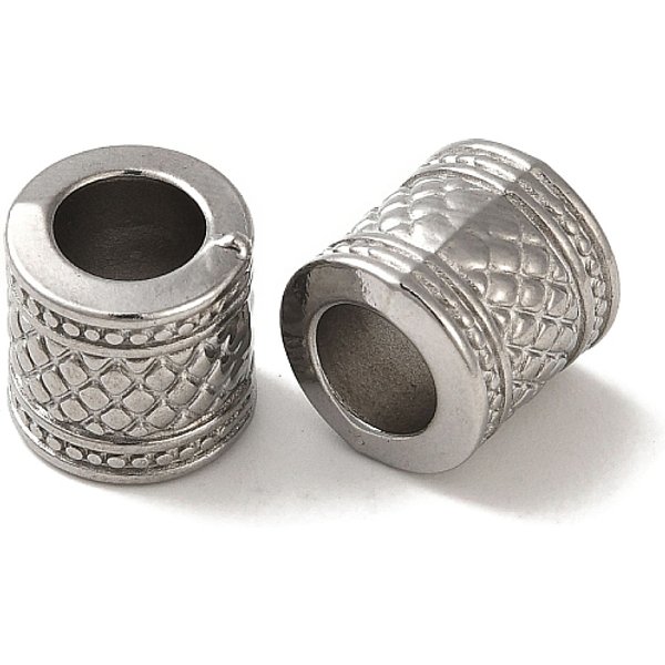 AnlaufgeschüTzte EuropäIsche Perlen Aus 304 Edelstahl, GroßLoch Perlen, Kolumne, Edelstahl Farbe, 9.5X9.5 Mm, Bohrung: 5.5 Mm-image