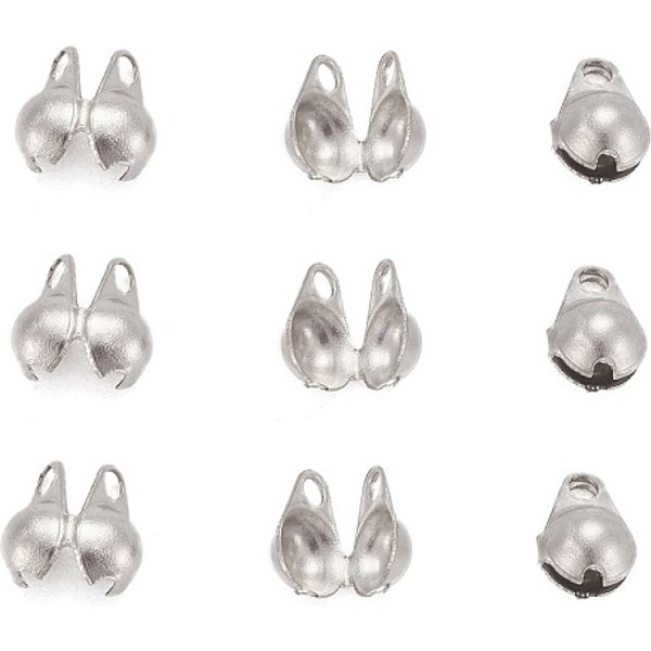 Tarnish Resistant 316 Surgical Stainless Steel Bead Tips, Calotte Ends, Clamshell Knot Cover, 6X4Mm, Hole: 0.5Mm-image