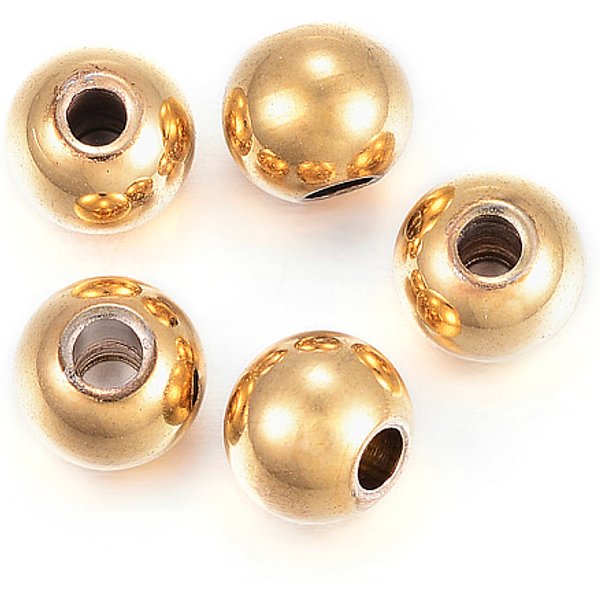 Barrel Ion Plating(Ip) 304 Stainless Steel Beads, Real 18K Gold Plated, 3X2Mm, Hole: 1Mm-image