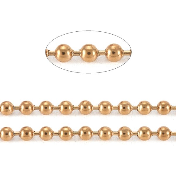 Pvd Vacuum Plating 304 Stainless Steel Ball Chains, With Spool, Soldered, Golden, 4Mm, About 32.8 Feet(10M)/Roll-image